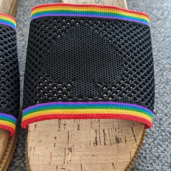 KATE SPADE Wren Rainbow Knit Strap Slide Cork Sandals - Picture 2 of 5